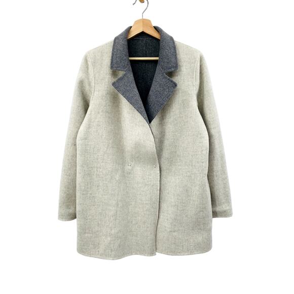 Theory M Sileena Cashmere Wool Gray Reversible Coat - Picture 6 of 6
